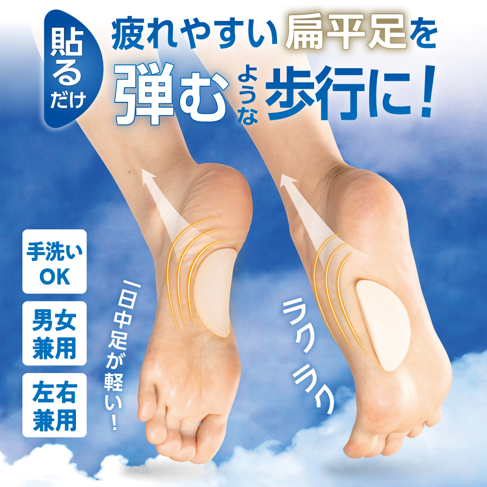 偏平足 サポーター 日本製 アーチ 土踏まず 改善 矯正 グッズ スリッパ サンダル パンプス 靴 貼るだけ扁平ラクパッド