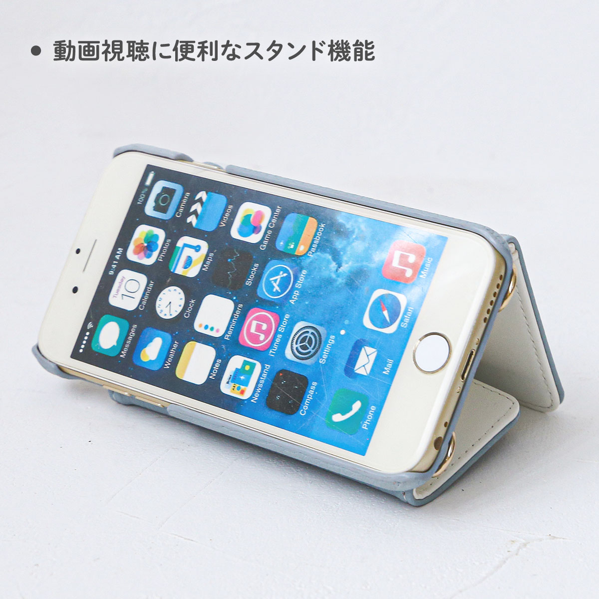 iPhone15 ProMax ケース ショルダー アイフォン15 プロマックス 肩がけ 鏡 ストラップ 名入れ 「 背面 ミラー 調整可能 ロングベルト付き プリント 」｜izu｜07