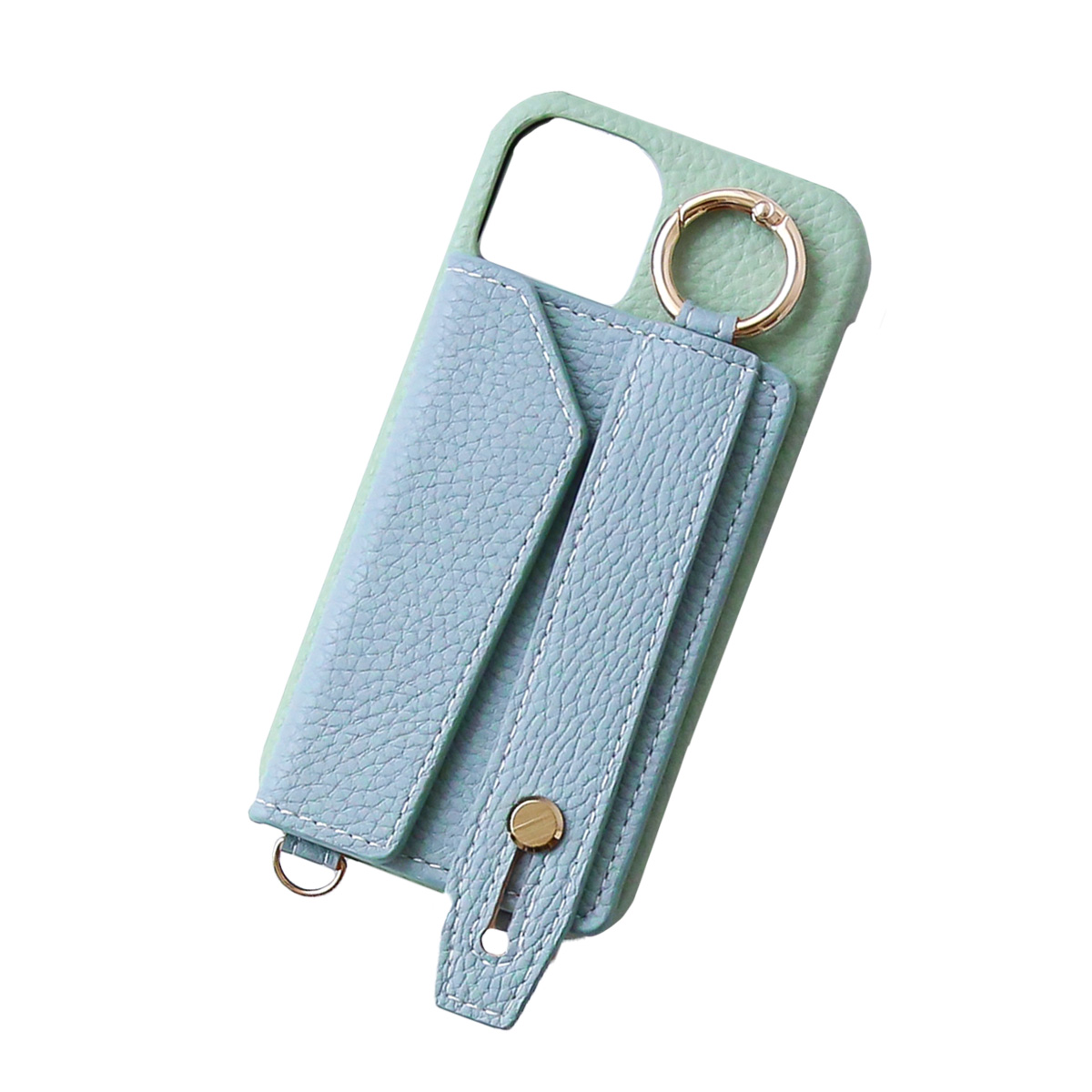 iPhone15 ケース ショルダー アイフォン15 ベルト リング カバー カード収納 「 背面 カードポケット付き バイカラー 」｜izu｜06