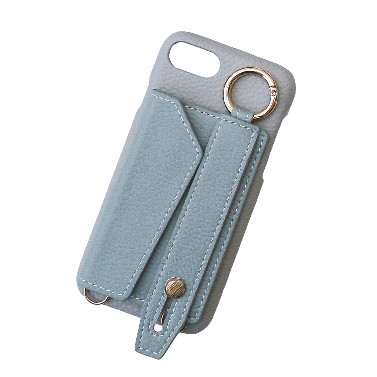 iPhone 8Plus ケース ショルダー アイフォン8 7プラス ベルト リング カバー カード収納 「 背面 カードポケット付き バイカラー 」｜izu｜02