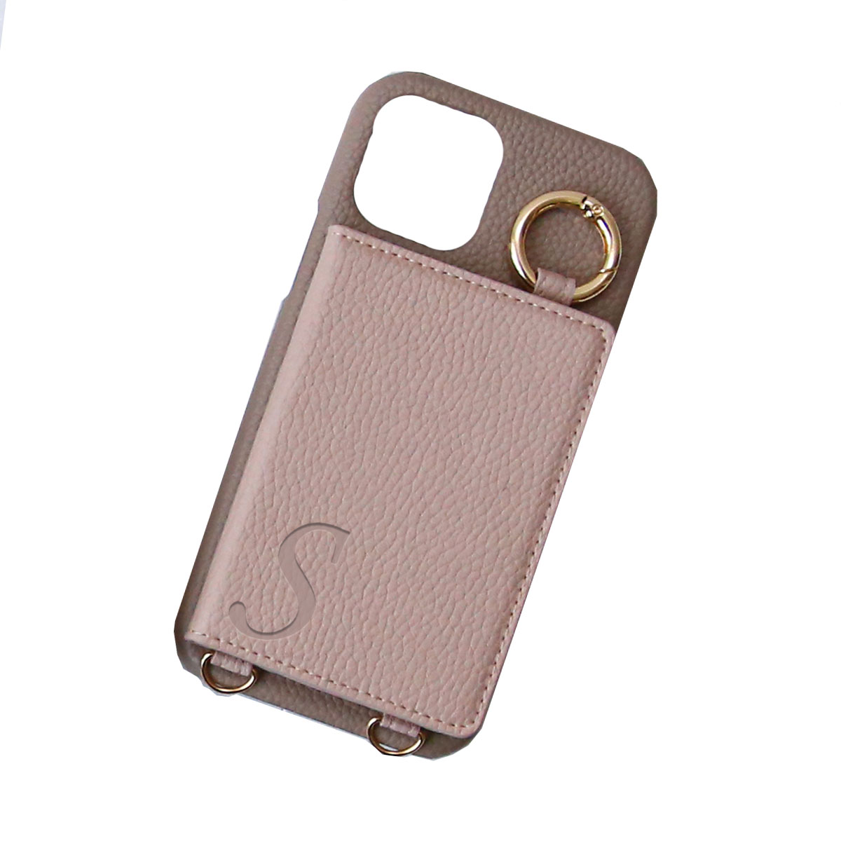 iPhone14 13 クリア ケース ショルダー アイフォン14 13 バイカラー カード収納 鏡 スタンド機能 薄い 「 背面 薄型 ミラー イニシャル付き 」｜izu｜03