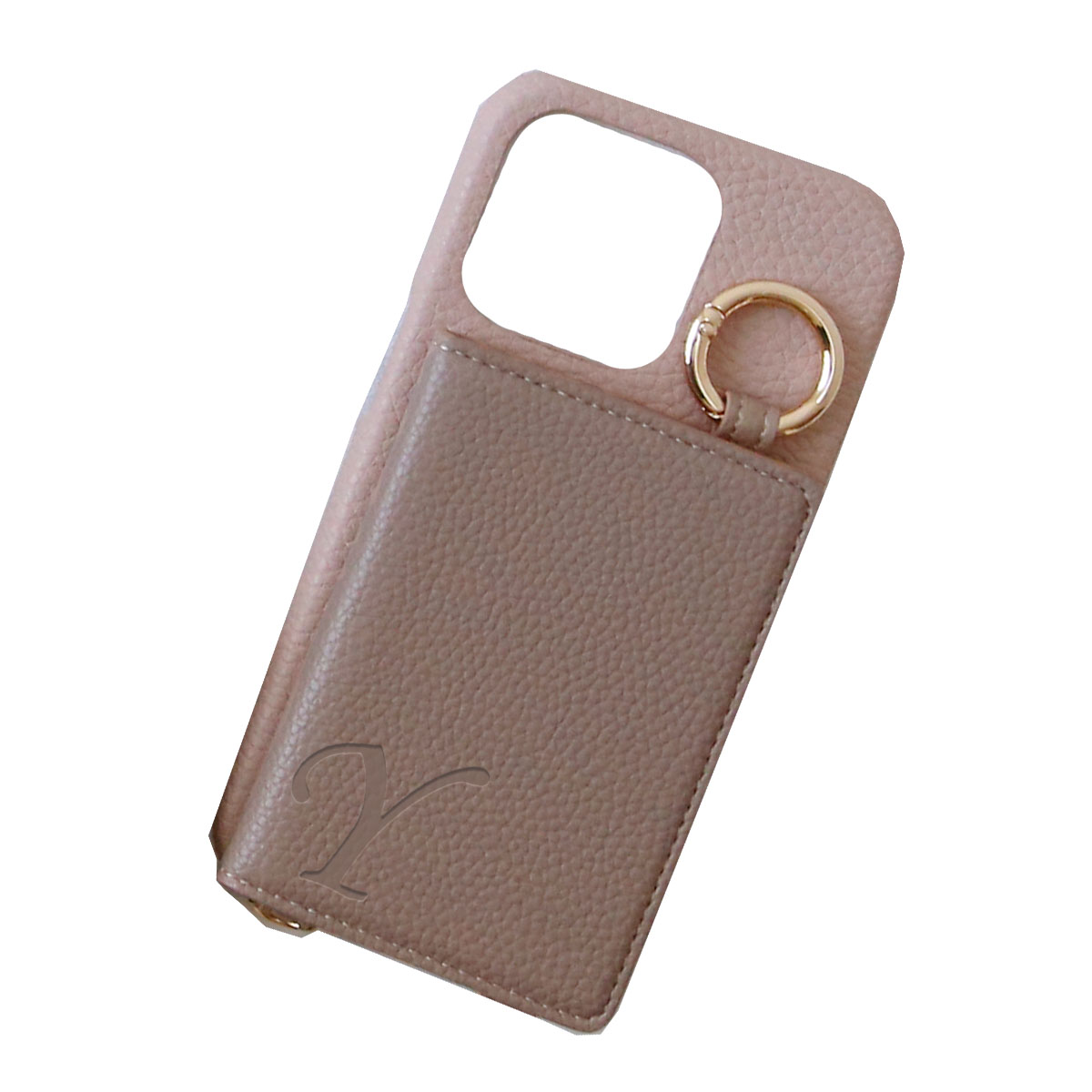 iPhone15 Pro クリア ケース ショルダー アイフォン15 プロ バイカラー 鏡 カード収納 スタンド機能 薄い 「 背面 薄型 ミラー イニシャル付き 」｜izu｜07