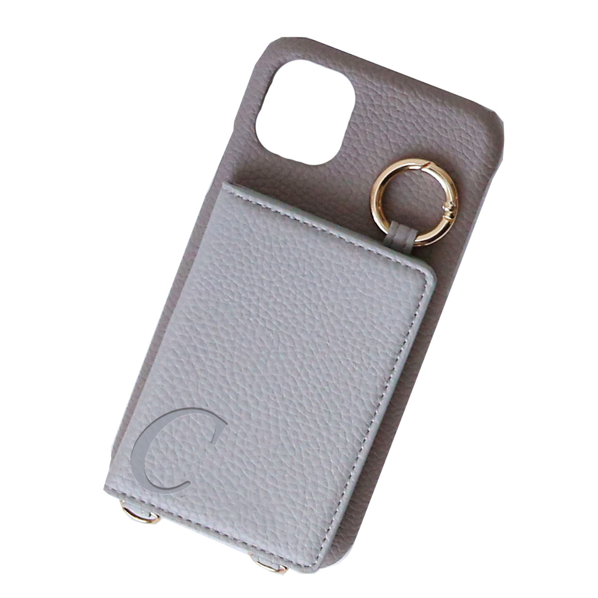 iPhone15 Pro クリア ケース ショルダー アイフォン15 プロ バイカラー 鏡 カード収納 スタンド機能 薄い 「 背面 薄型 ミラー イニシャル付き 」｜izu｜09