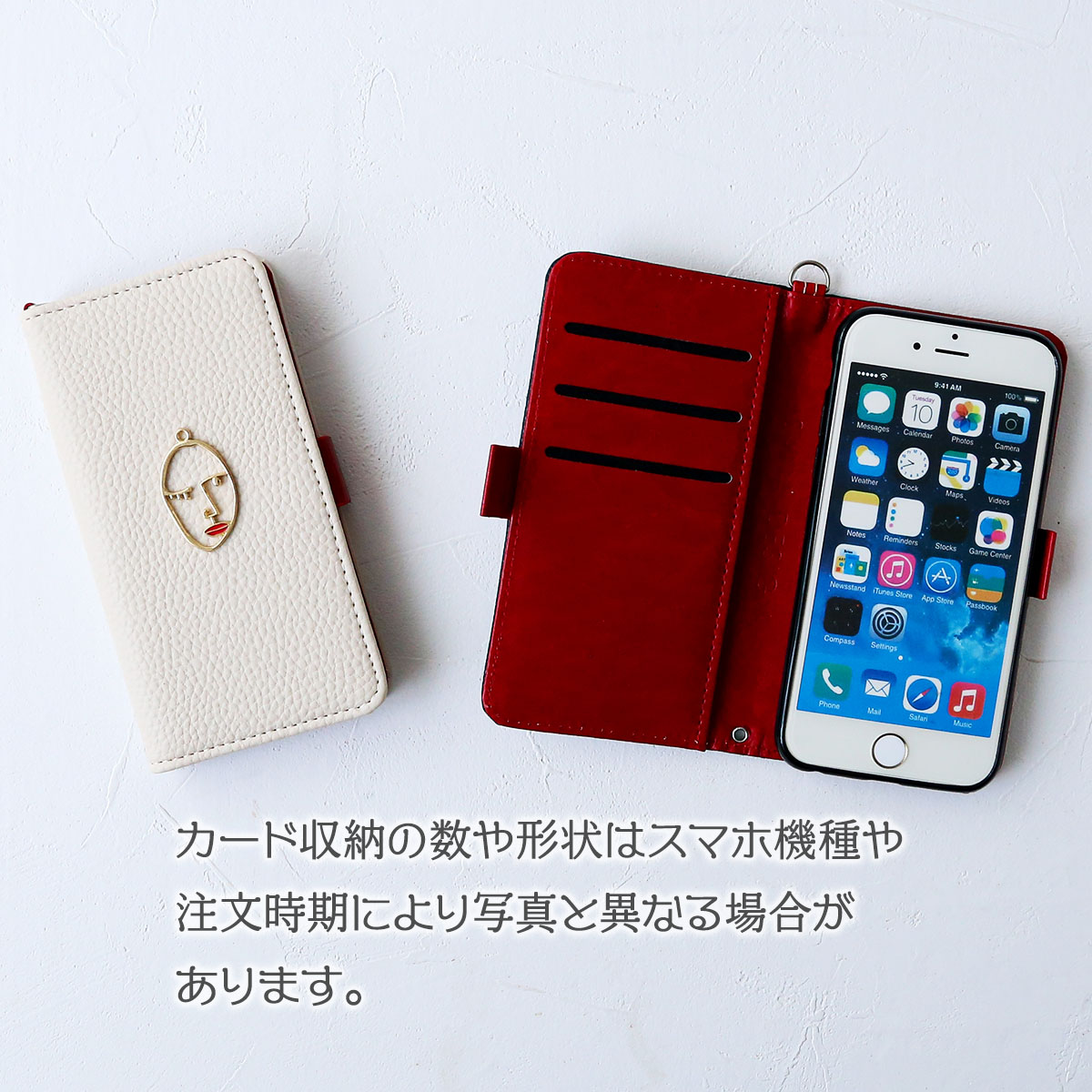 iPhone 8Plus ケース 手帳型 アイフォン8 7プラス スマホ カバー ブラック シンプル カード ホワイト 「 個性派 デザイン フェイス 」｜izu｜07