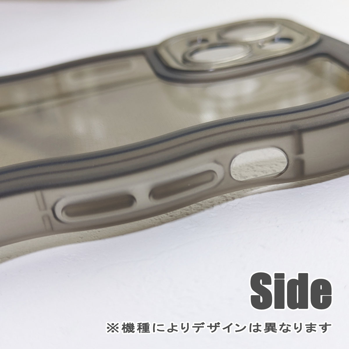 iPhone 15 もこもこ なみなみ カバー ショルダー ストラップ スマホ 型掛け アイフォン SE3 ケース 「 背面 波型 半透明 クリアケース ベルト付き 」｜izu｜12