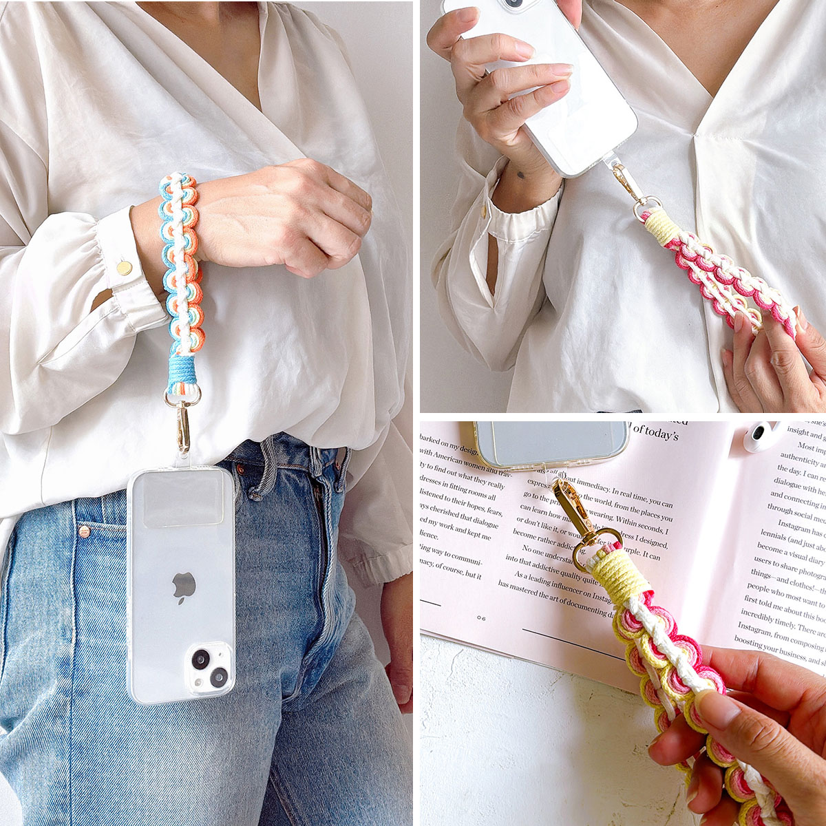 スマホ ハンドストラップ ストラップ 手首 ペンラストラップ マクラメ