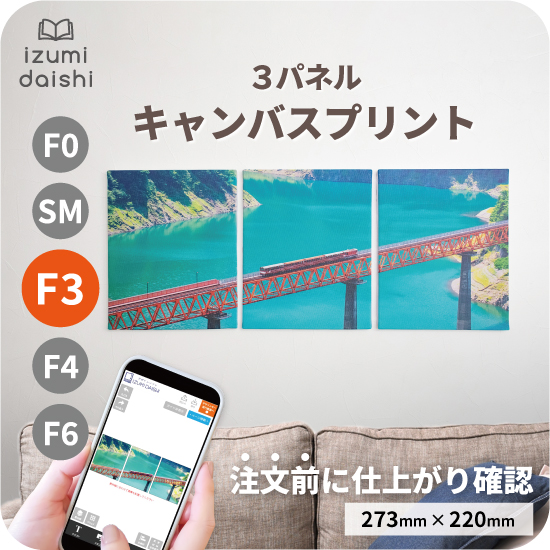 最短当日発送／ キャンバスプリント 分割タイプ アートパネル 3枚組