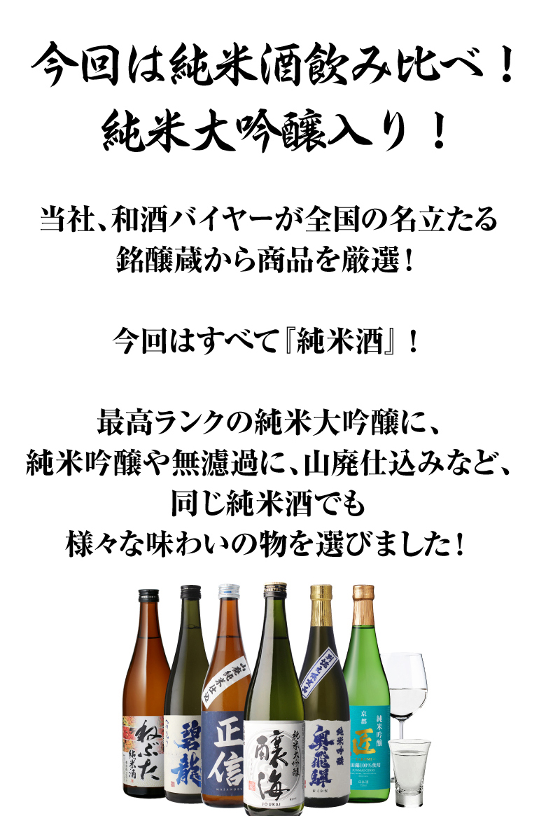 日本酒セット バイヤー厳選 タイプの違う純米酒飲み比べセット 720ml×6
