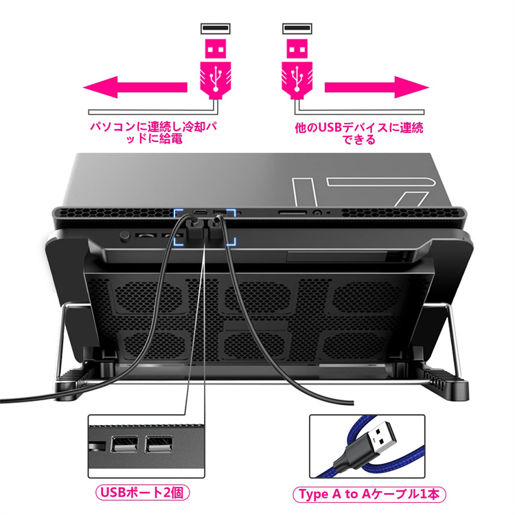 ノートパソコン冷却パッド ６つ冷却ファン ノートPCクーラー 7