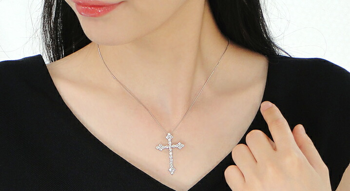 Pt900 2.1ct ダイヤモンド クロス ネックレス ペンダント