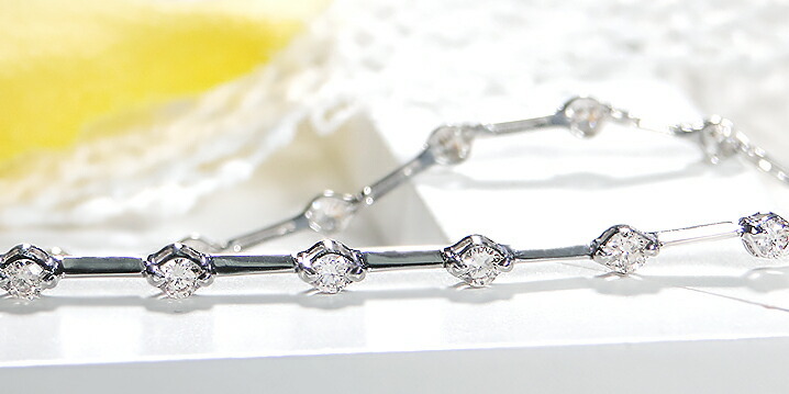 プラチナ 1.0ct ダイヤモンド ステーション ブレスレット Pt850 可愛い