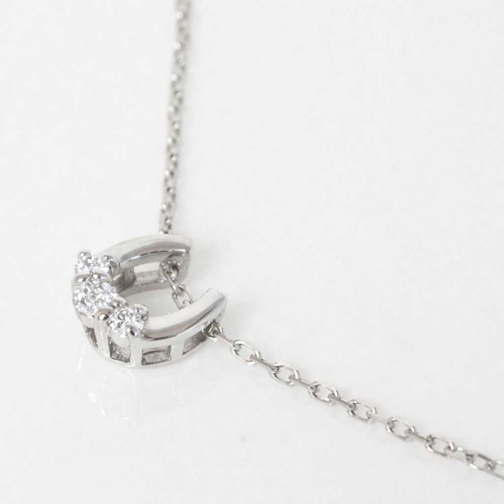 pt900 馬蹄 ダイヤモンド ネックレス レディース ホースシュー ダイヤ 0.06ct プラチナ900 幸運 お守り 上品 高級の画像