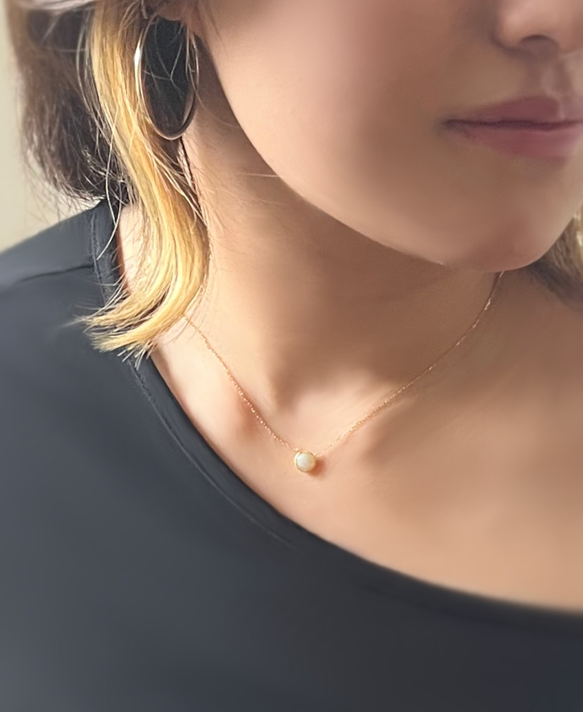 ネックレス K18 レディース スマイル にこちゃん オパール
