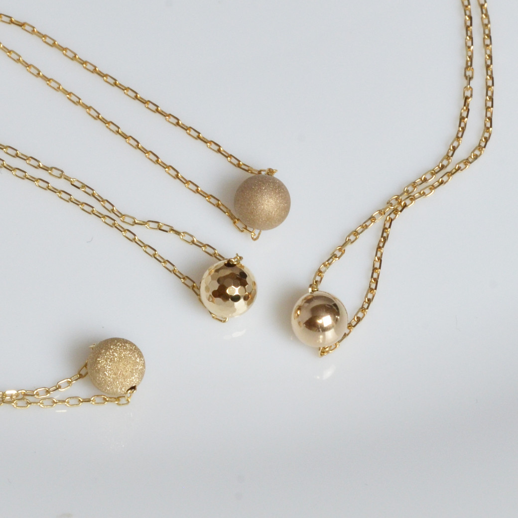 新作 ネックレス k10 ミラーボール 5mm 地金 レディース ゴールド 