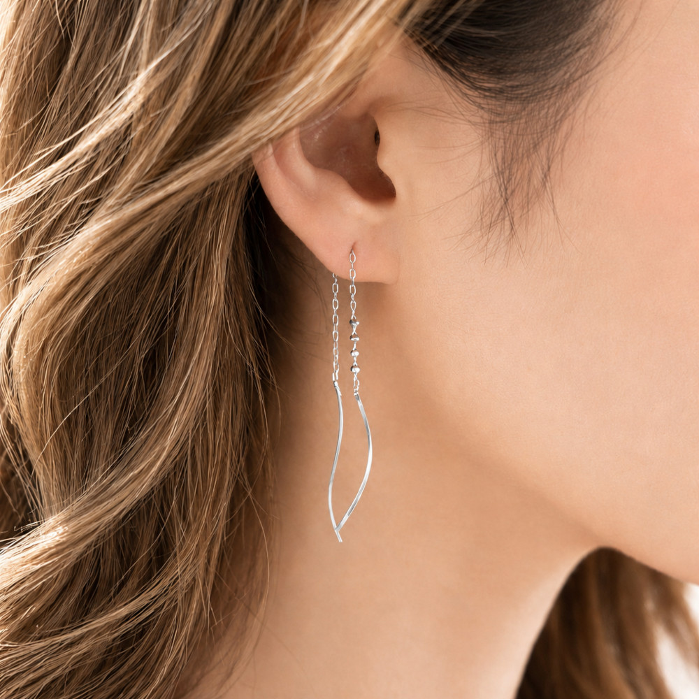 K18 ロングピアス チェーン アメリカンピアス ピアス 揺れる ピンク
