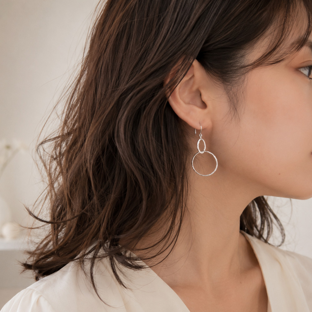 18金 ピアス 18k レディース ジュエリー 丸 輪 揺れる ゆれる ロング 大きめ 大ぶり ピンクゴールド k18 フープ 金属アレルギー対応の画像