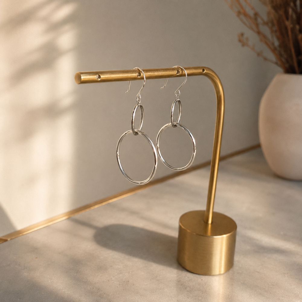 18金 ピアス 18k レディース ジュエリー 丸 輪 揺れる ゆれる ロング 大きめ 大ぶり ピンクゴールド k18 フープ 金属アレルギー対応の画像