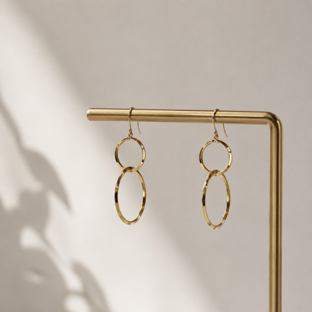 18金 ピアス 18k レディース ジュエリー 丸 輪 揺れる ゆれる ロング 大きめ 大ぶり ピンクゴールド k18 フープ 金属アレルギー対応の画像