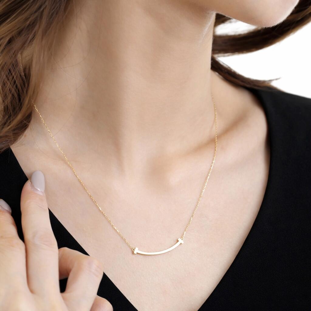 ネックレス レディース 18k ゴールド k18 金属アレルギー対応 18金  スマイル スマイル ペンダント ギフト プレゼント YG PG 地金の画像