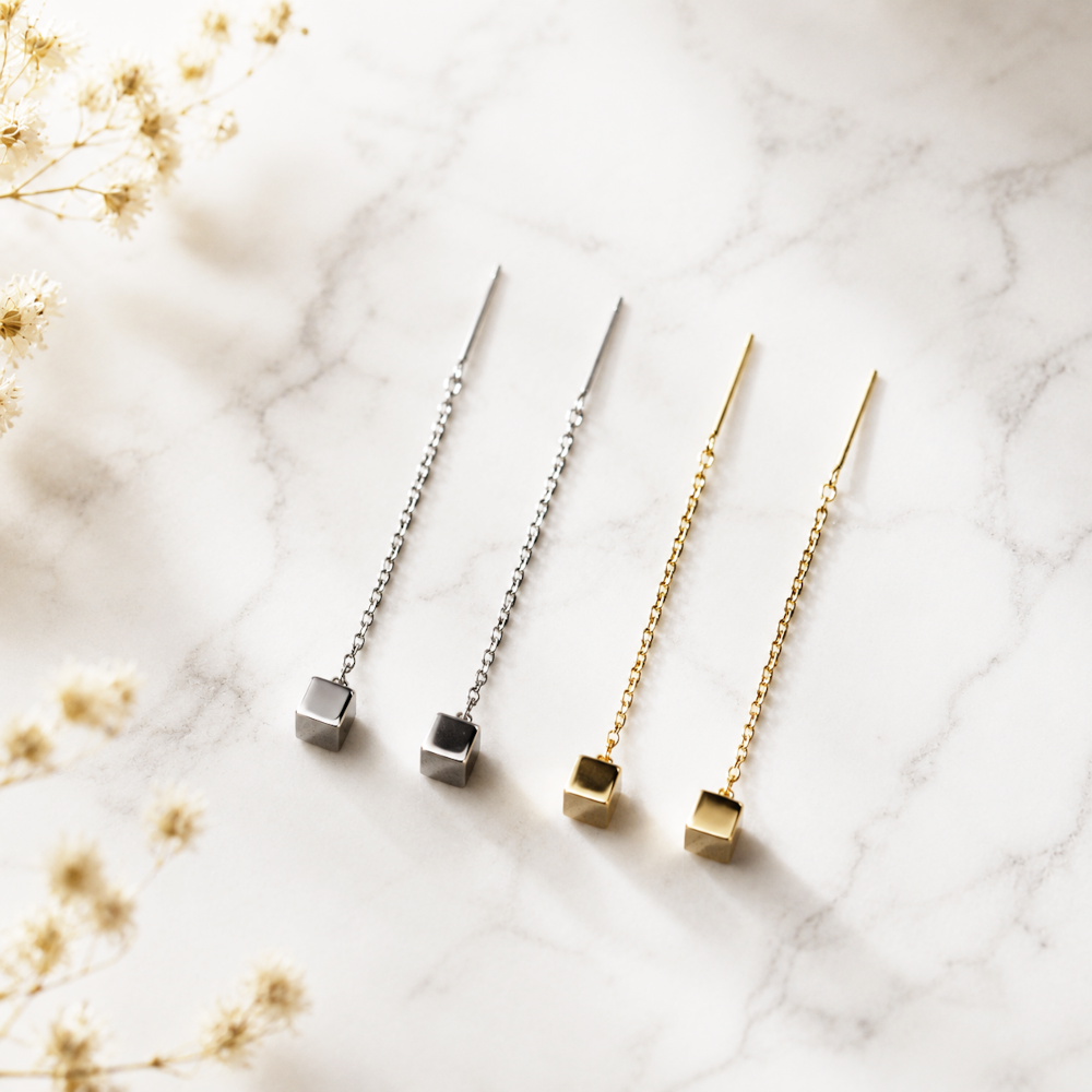 アメリカンピアス k18 チェーンピアス 短め ゆれる 揺れる 18金 18k