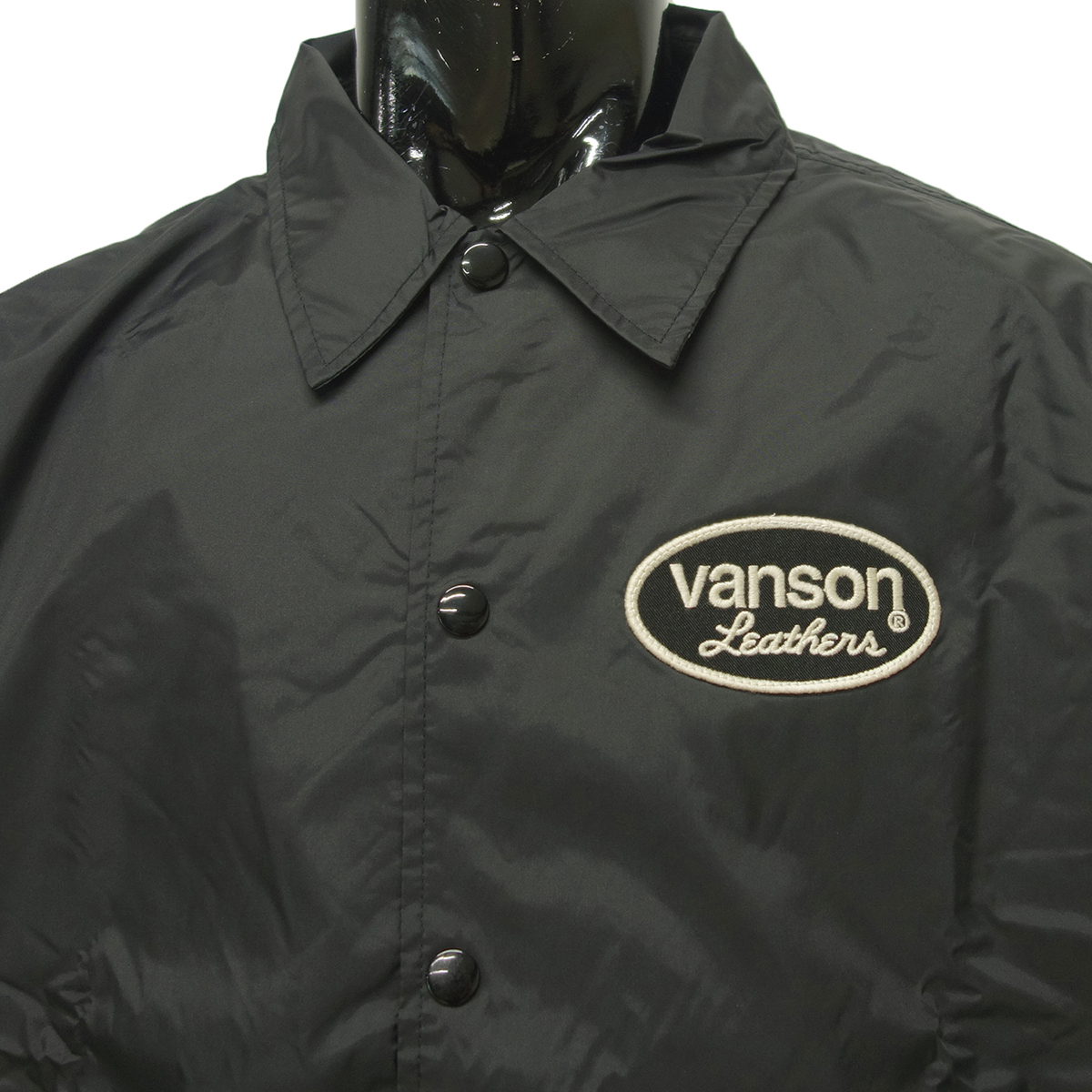 VANSON（バンソン） ナイロン コーチジャケット メンズ 黒 NVSL-2207