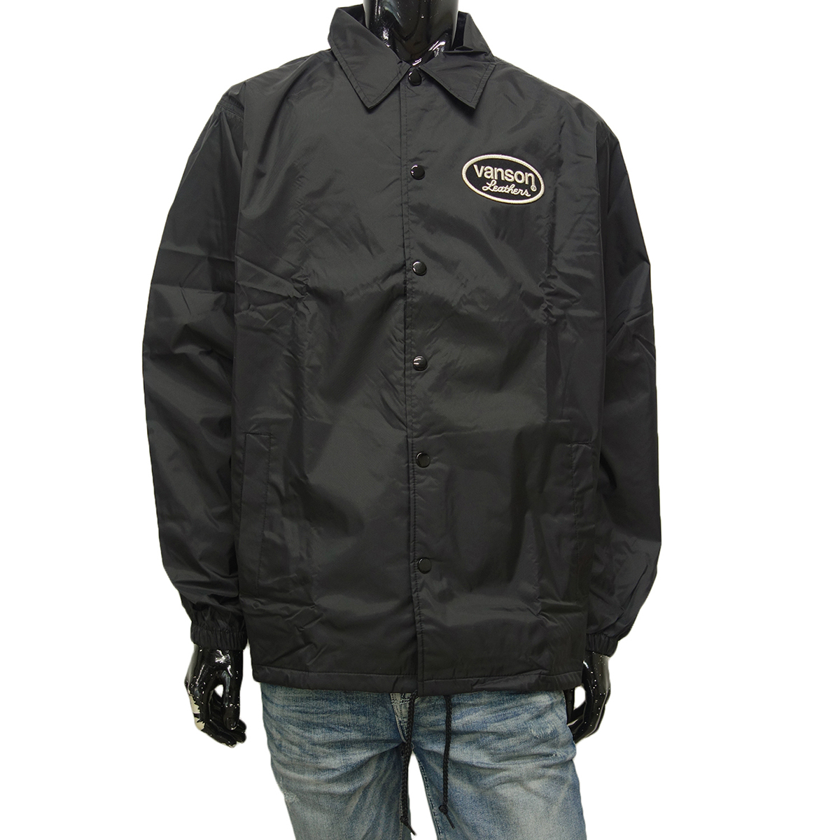 VANSON（バンソン） ナイロン コーチジャケット メンズ 黒 NVSL-2207