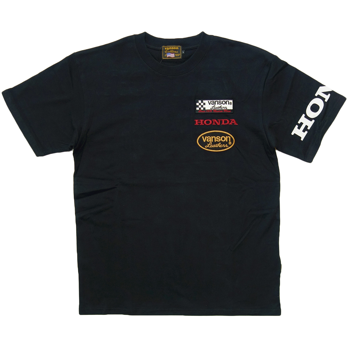 VANSON バンソン ホンダ HONDA コラボ Tシャツ 半袖 メンズ 黒 HRV  