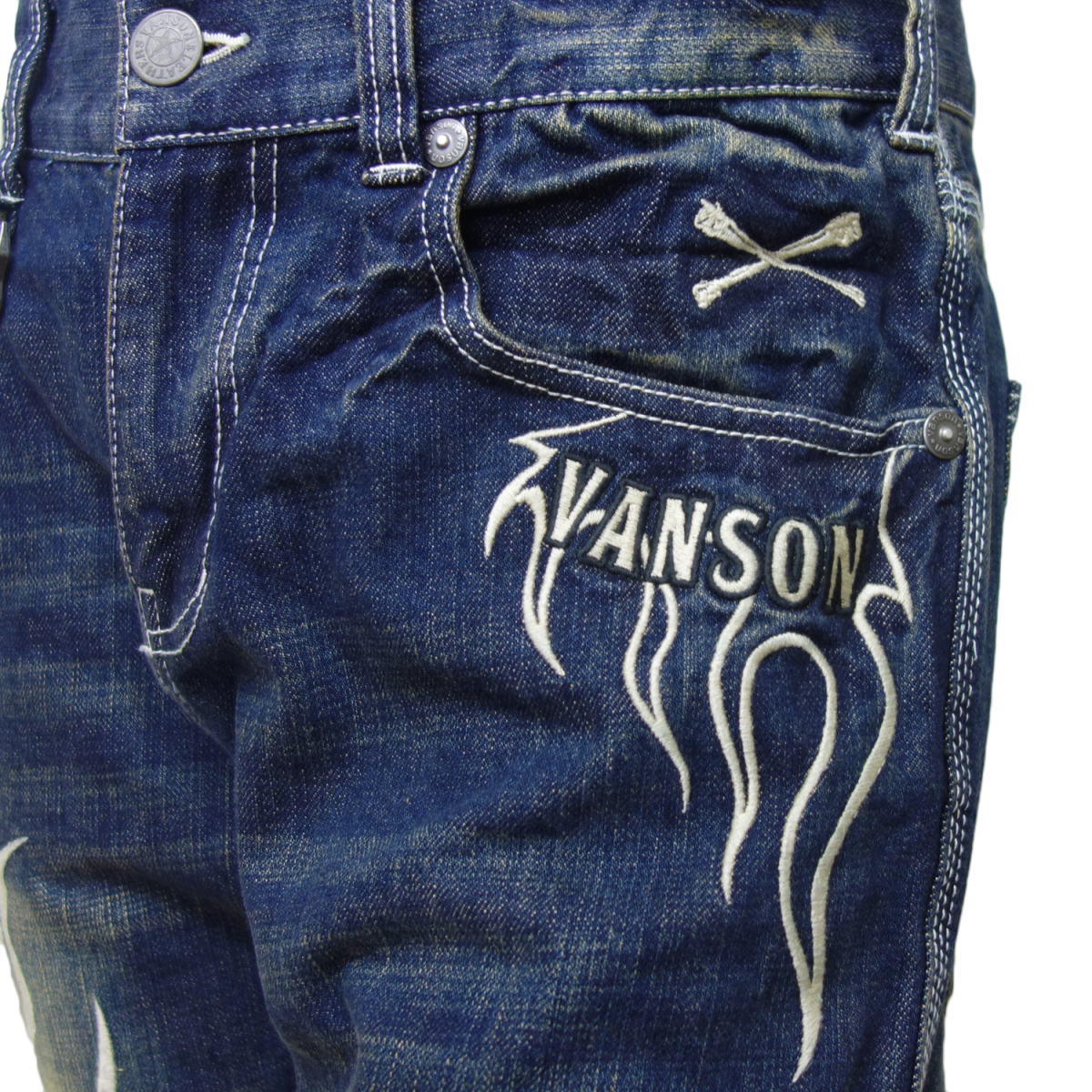 スカルジーンズ　壁掛け　限定品　木箱付き VANSON（バンソン） ドクロ スカル ジーンズ デニム ジーパン メンズ