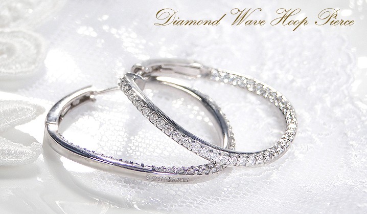 プラチナ900 Carat ダイヤフープピアス プラチナ Pt900 0.3ct ダイヤモンド フープ ピアス 送料無料