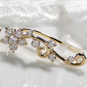K18YG/PG 0.5ct 2WAY フラワー ダイヤモンド ピアス : ジュエリー for