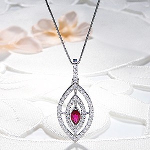 pt900 ルビー & ダイヤモンド ネックレス カラーストーン おしゃれ