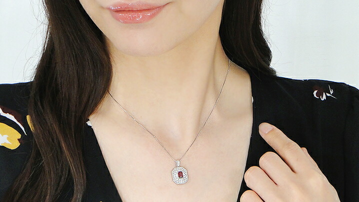 Pt900ルビー・ダイヤモンド ネックレストップ Pt900 ルビー ダイヤモンド ペンダント トップ ネックレス
