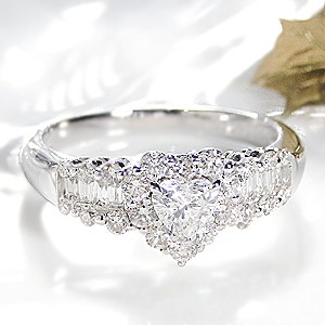 pt900 プラチナ ダイヤモンド ダイヤ 指輪 リング ハートカット 大粒