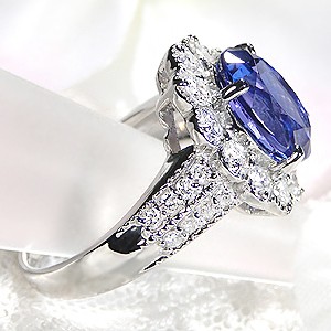 pt900 タンザナイト ＆ ダイヤモンド アンティーク リング ジュエリー