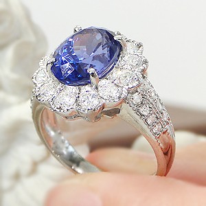 pt900 タンザナイト ＆ ダイヤモンド アンティーク リング ジュエリー