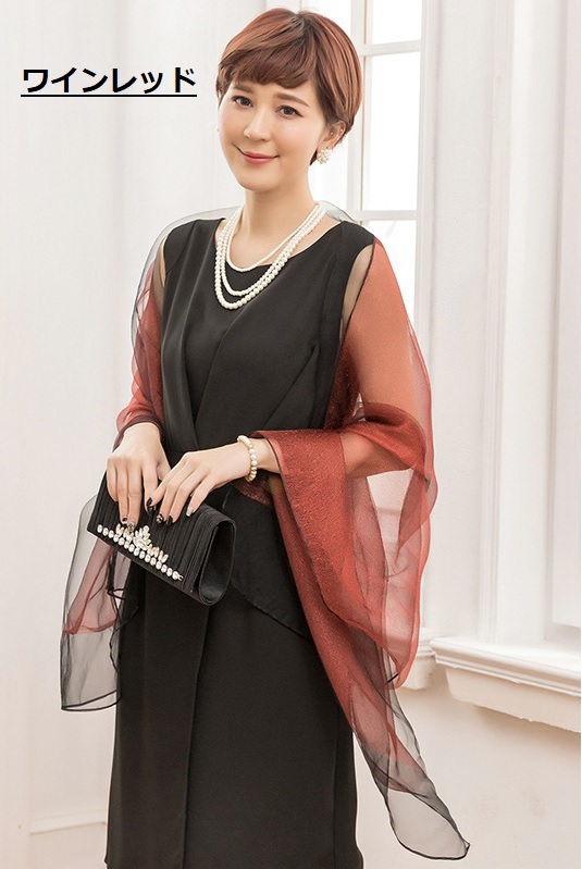 再入荷/予約販売! 結婚式用ショール レッド オーガンジー opri.sg