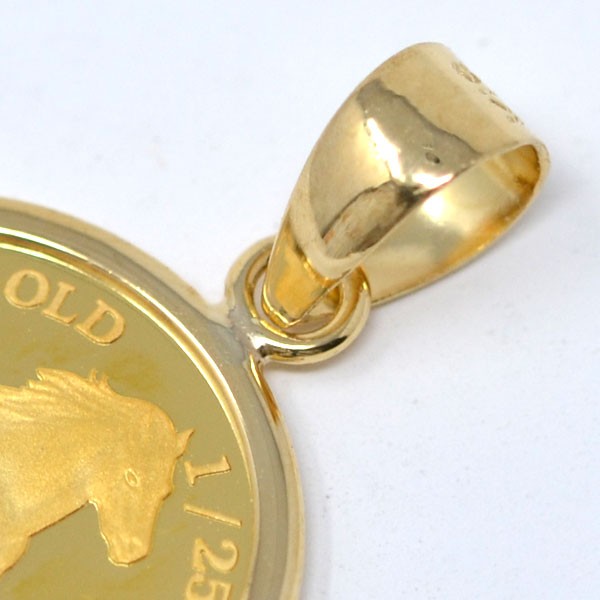 コイン ホース 馬 ペンダント トップ 金貨 K24 1/25オンス 24金 枠 18