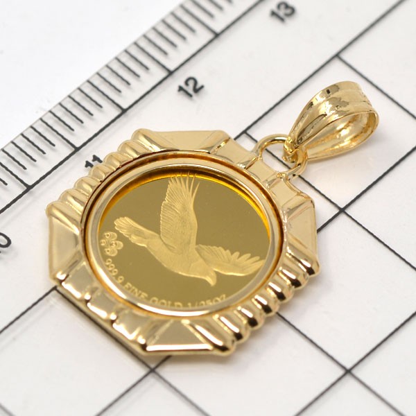 コイン インディアン ペンダント トップ 金貨 K24 1/25オンス 24金 枠