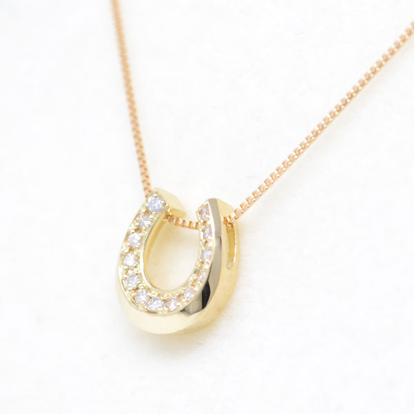 馬蹄 ネックレス 幸せ 18金 K18 18K 幸運 ホース シュー ダイヤモンド