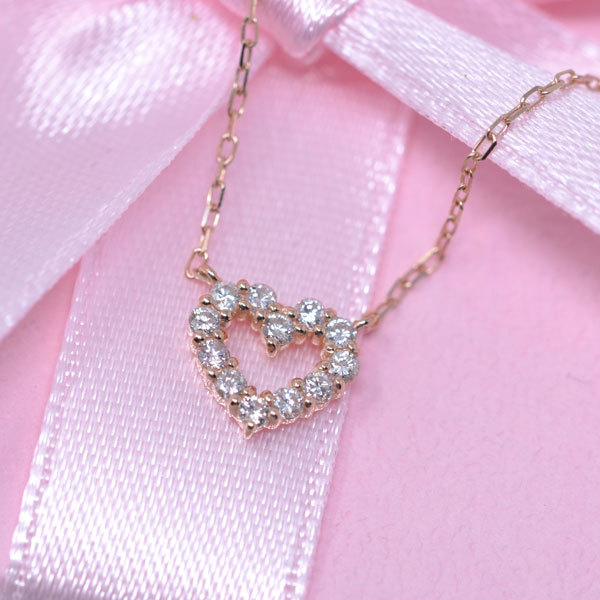 n413【高品質✧】オープンハートネックレス ピンクゴールド