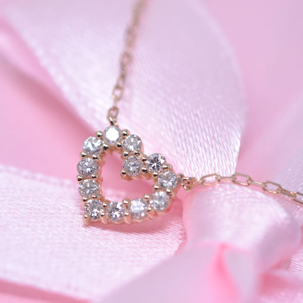 n141A【高品質✧】ハートネックレス ピンクゴールド 可愛い