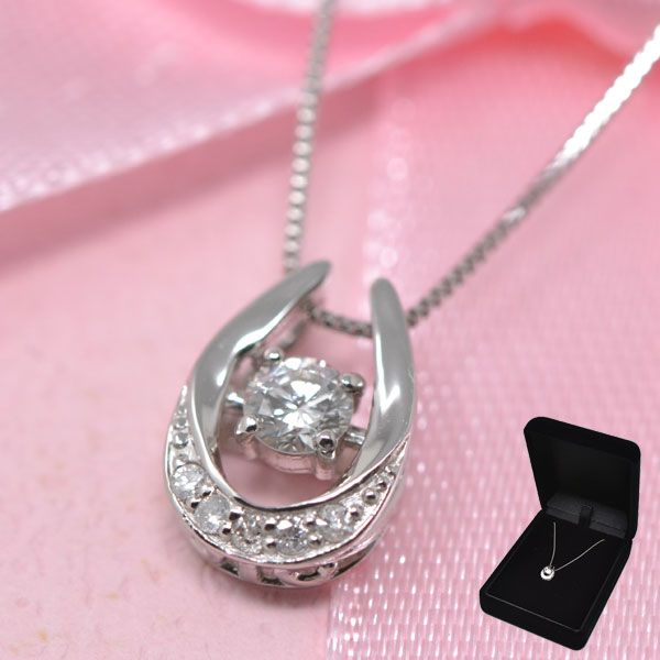 馬蹄型プラチナダイヤネックレス 馬蹄 プラチナ ダイヤモンド Pt 0.14Ct ダイヤ オシャレな ネックレス