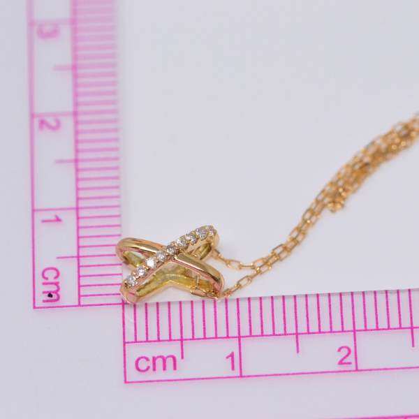 ダイヤモンド 18金 ネックレス クロス エックスX デザイン K18 18K