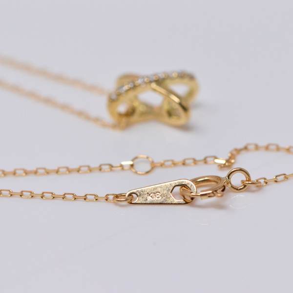 ダイヤモンド 18金 ネックレス クロス エックスX デザイン K18 18K