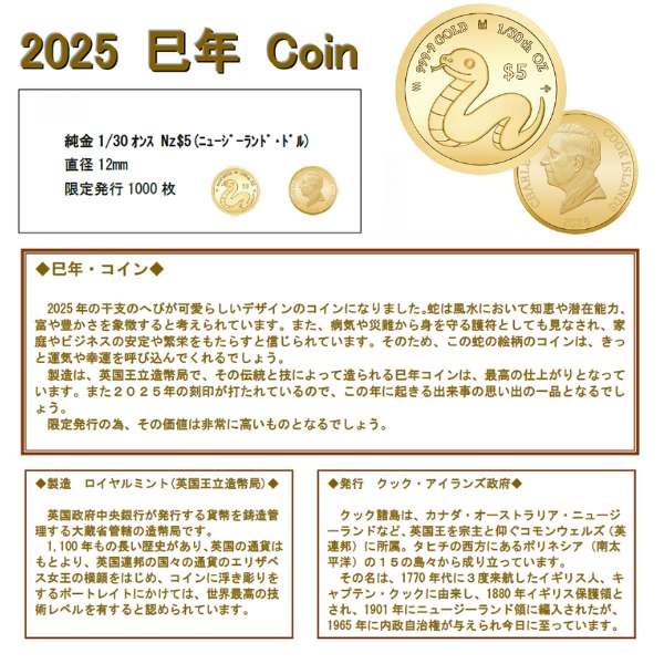 2025年 限定 干支 巳年 コイン 蛇 ヘビ Snake Coin ペンダント トップ