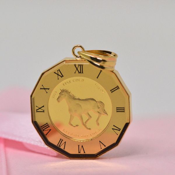 24金 コイン 18金 ペンダントトップ ホース 馬 ペンダント トップ 純金