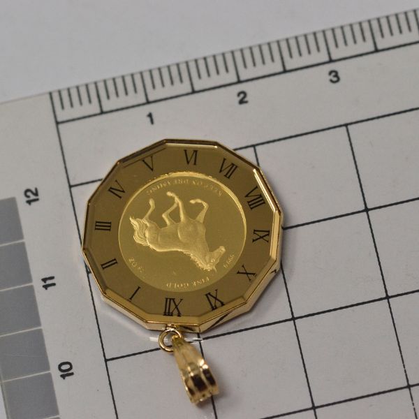 24金 コイン 18金 ペンダントトップ ホース 馬 ペンダント トップ 純金