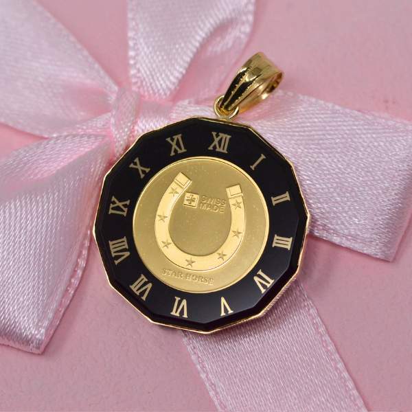 ☆ペンダント 馬 馬蹄 24金 K24 (枠18金) 1/25オンス コイン ホース 馬 ペンダント トップ 純金 K24 1/25オンス 24金 枠 18