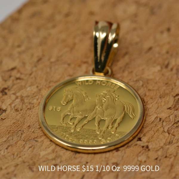 2026年 コイン ペンダント トップ ホース 馬 純金 K24 24金 枠 18金
