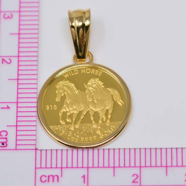 2026年 コイン ペンダント トップ ホース 馬 純金 K24 24金 枠 18金